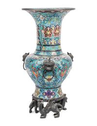 A Large Chinese Cloisonné Enamel Gu- Form Vase
