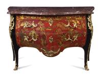 A Louis XV Gilt Bronze Mounted Lacquered Commode, Height 33 3/4 x width 51 x depth 25 3/4 inches.
