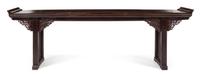 A Large Chinese Hongmu Altar Table Qiaotou'an Height 37 x width 111 1/2 x depth 17 inches. — QING DYNASTY (1644-1911)