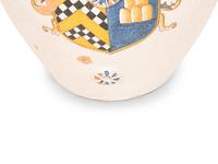 An Italian Glazed Terracotta Olive Jar with Painted Armorial