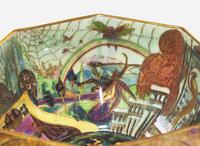 A Wedgwood Octagonal Black Fairyland Lustre Gargoyles Pattern Bowl, UK, 1920s