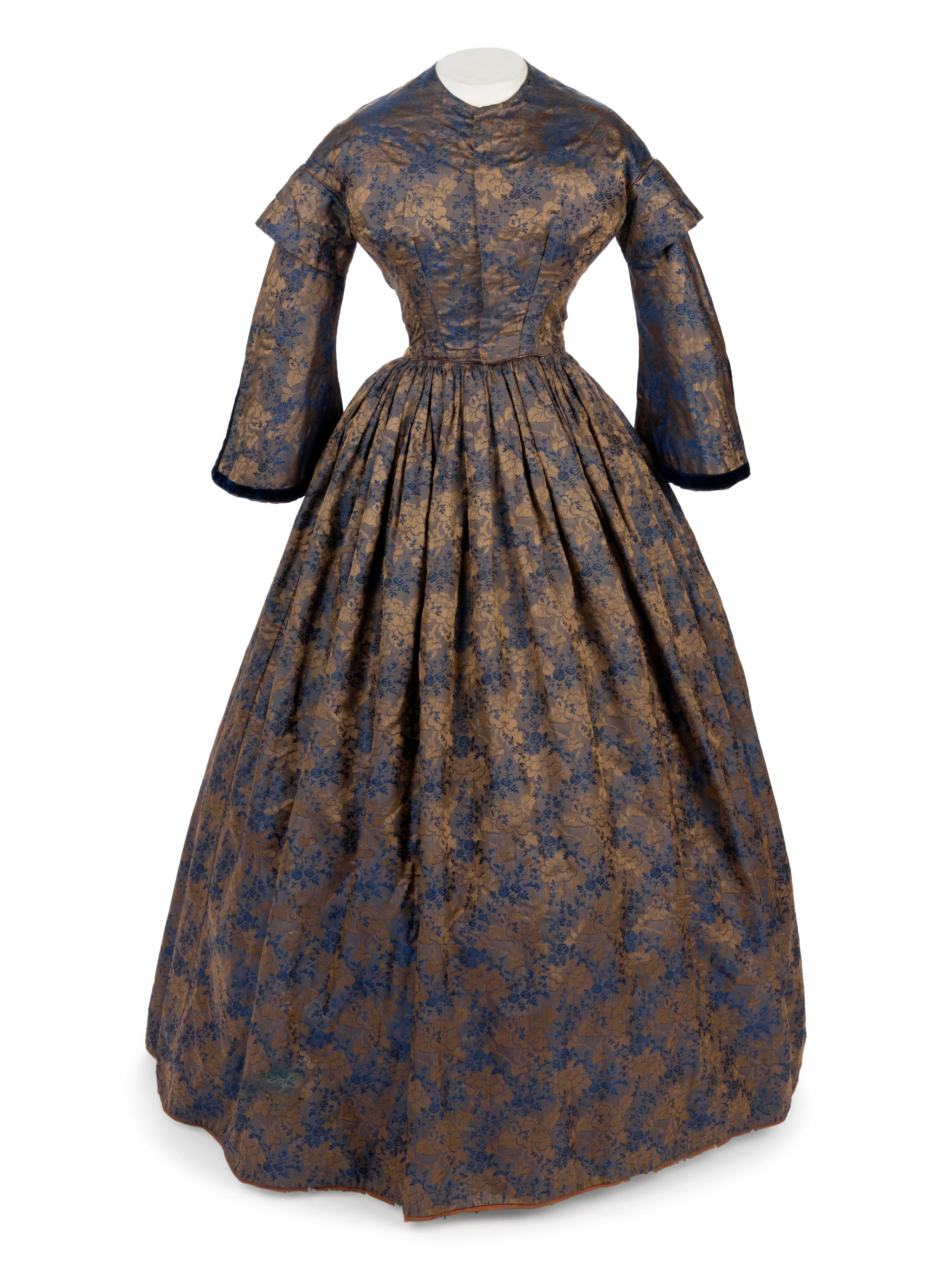 Iridescent Silk Jacquard Evening Dress, 1850s