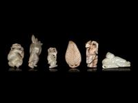 Six Chinese Celadon Jade Carvings of Boys