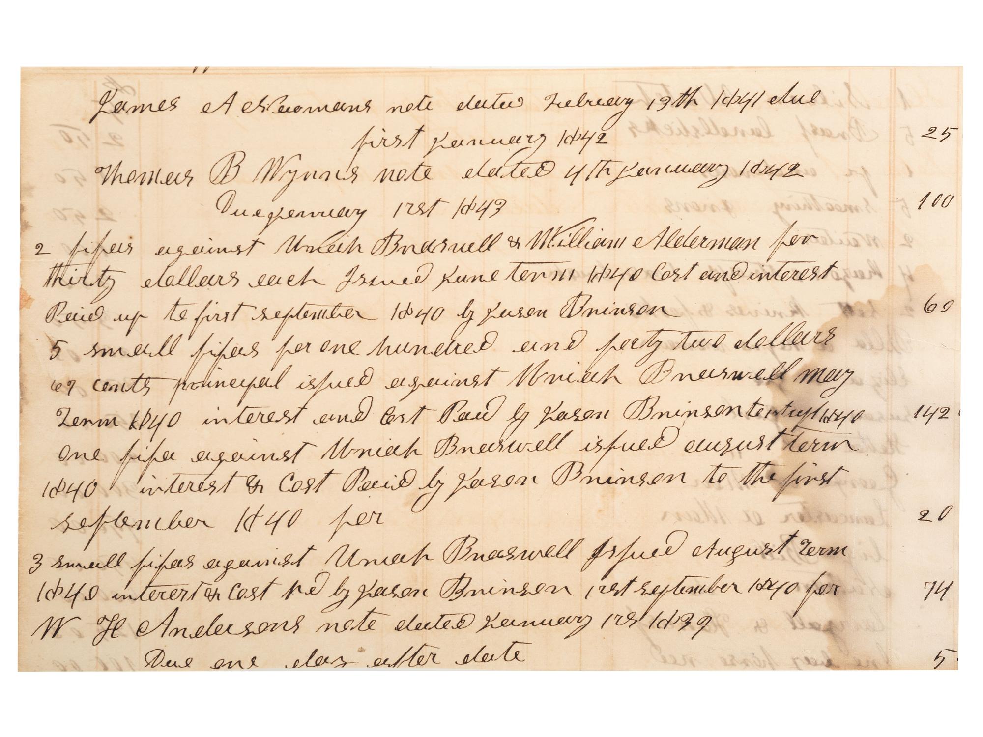 [SLAVERY & ABOLITION]. A group of 2 documents related to the enslavement of individuals in Louisiana, comprising: