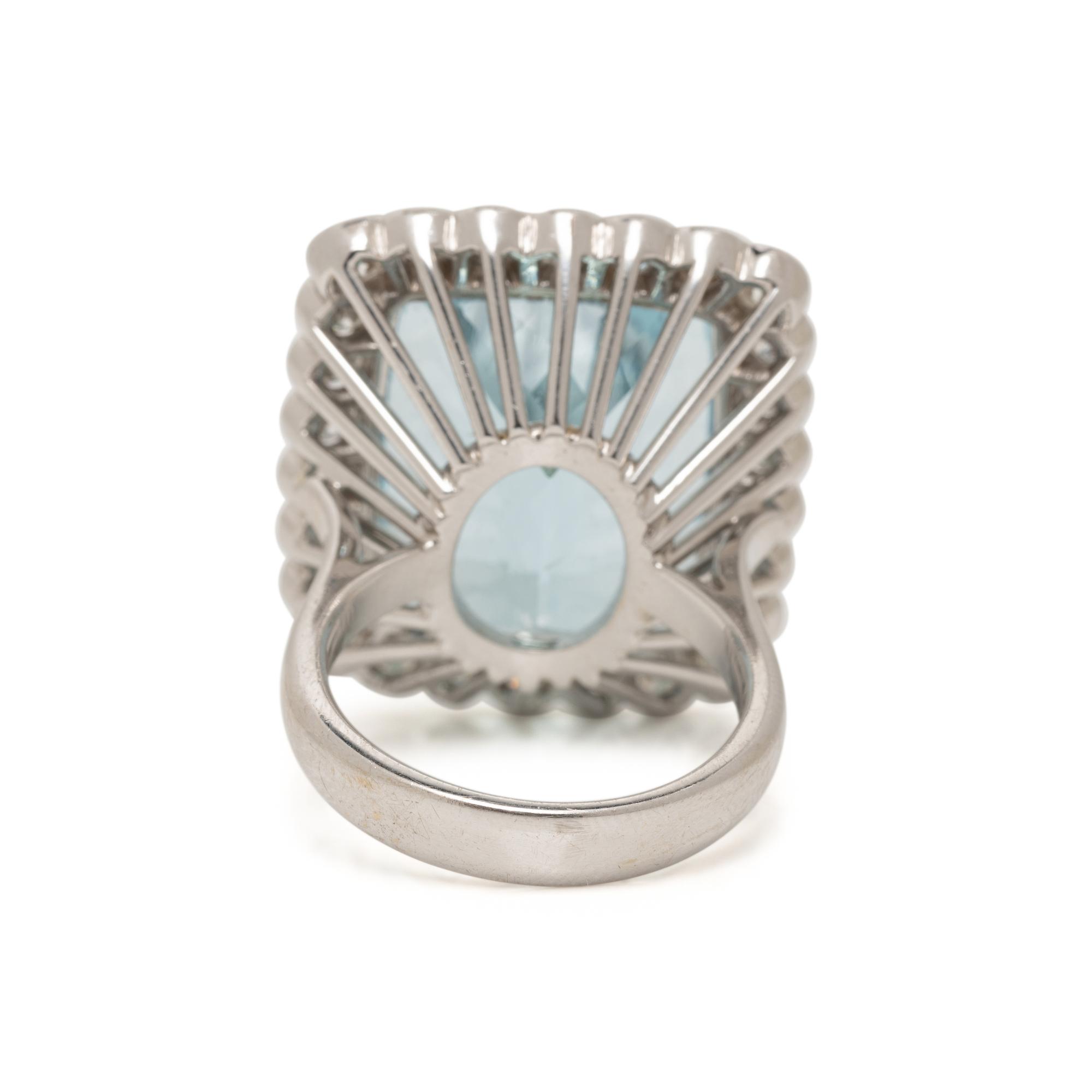 AQUAMARINE AND DIAMOND RING