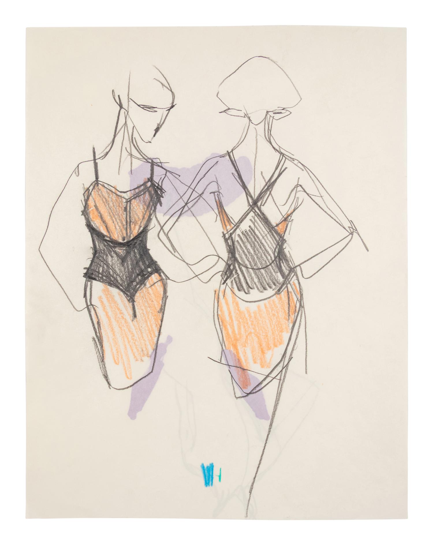 Group of Fifteen Geoffrey Beene Fashion Sketches , by Alfredo Cabrera