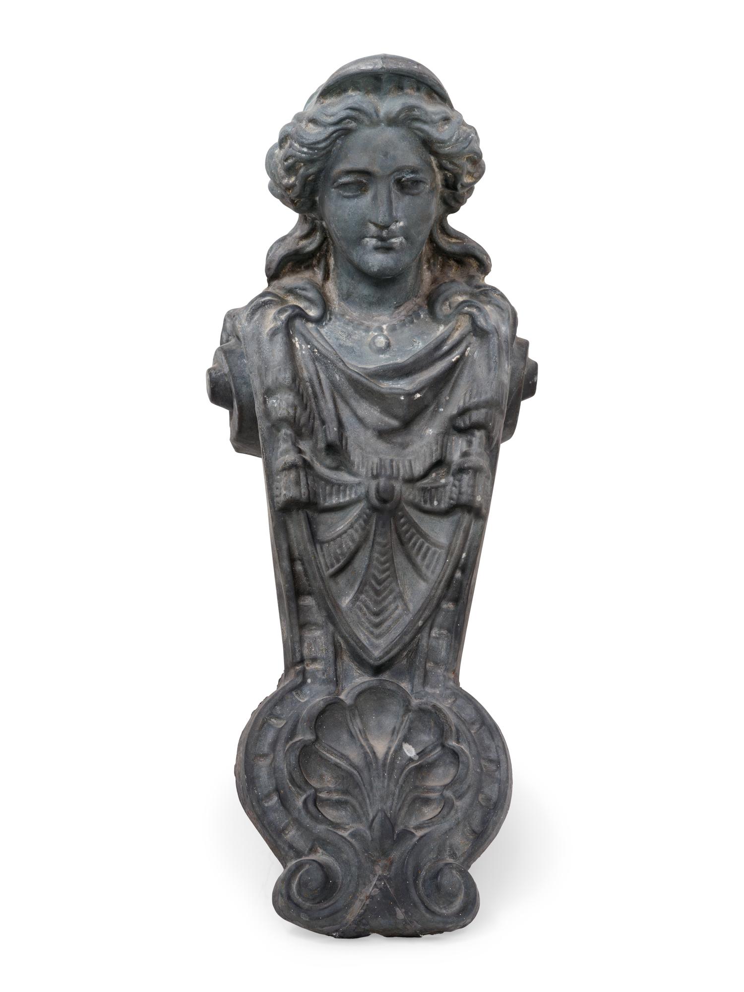 A French Molded Copper Caryatid Figure