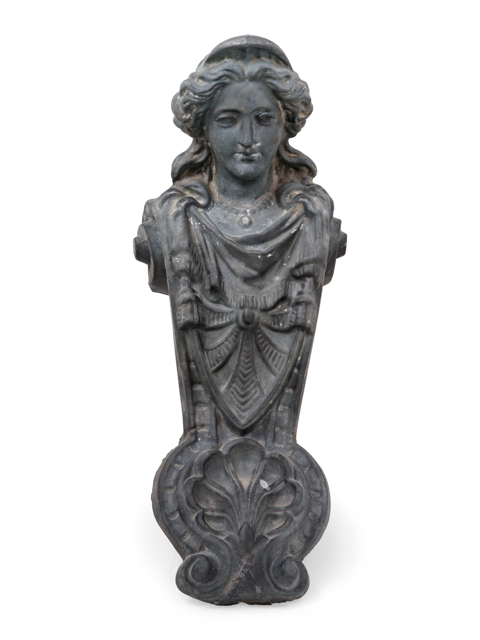 A French Molded Copper Caryatid Figure