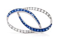 A Platinum, Diamond and Sapphire Brooch, Oscar Heyman Brothers, 6.00 dwts.