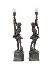 A Pair of Continental Patinated Bronze Torcheres — LATE 19TH/EARLY 20TH CENTURY