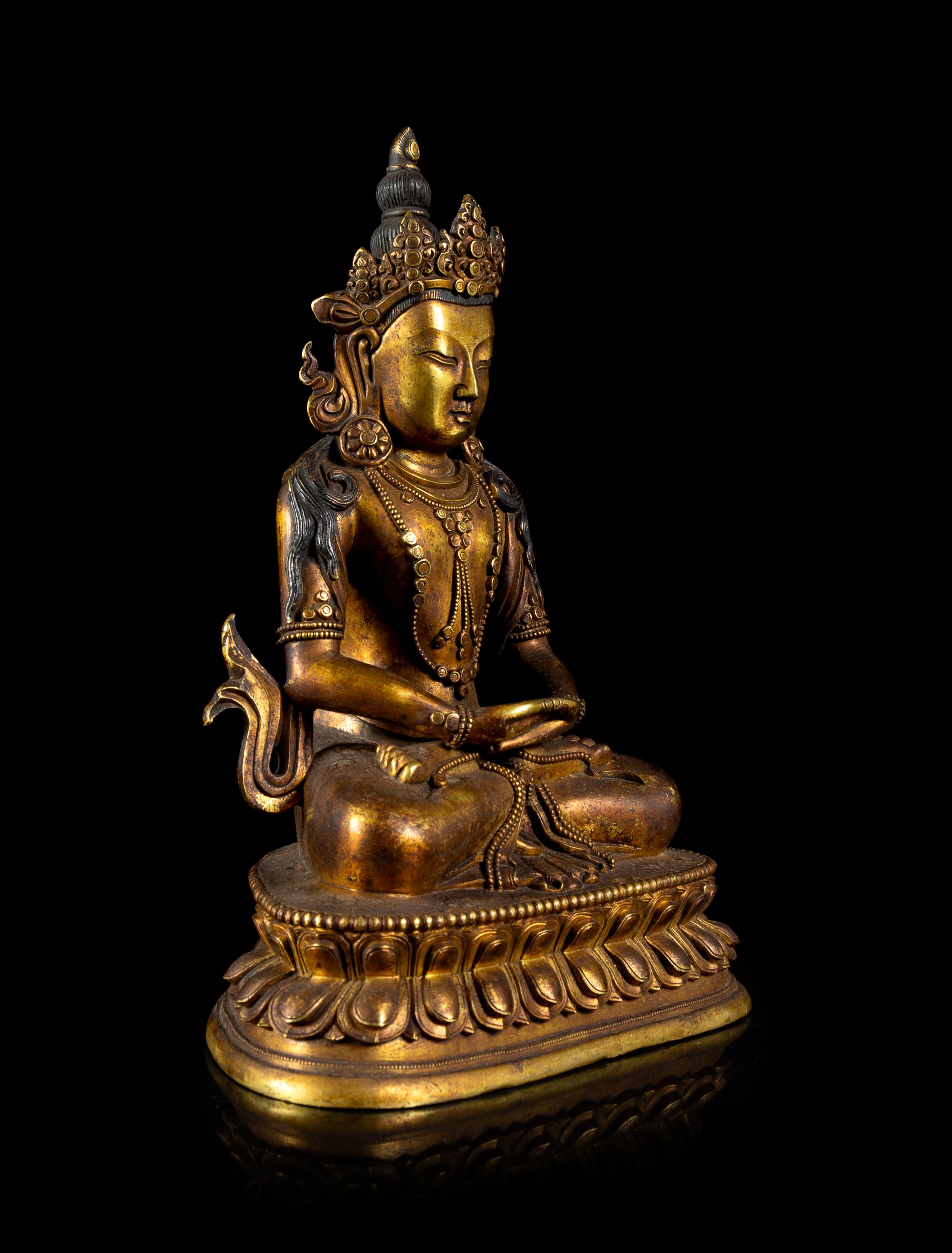 A Sino-Tibetan Gilt Bronze Figure of a Bodhisattva