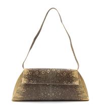 A Nancy Gonzalez Cream Lizardskin Convertible Clutch, 11 1/2 x 5 x 1 inches.