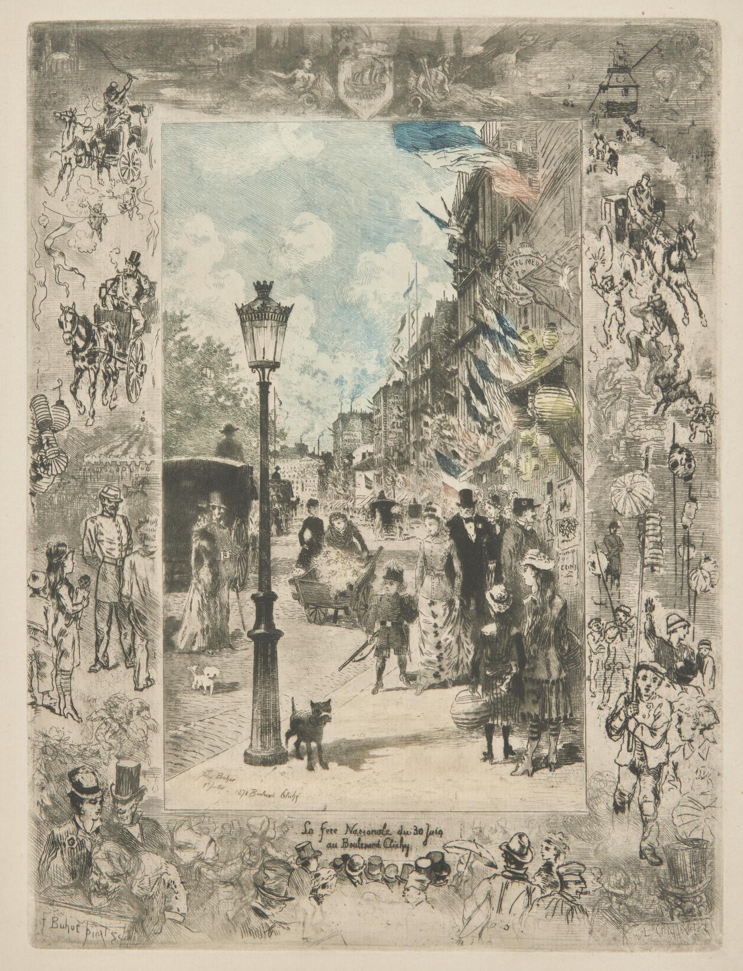 Félix Hilaire Buhot (French, 1847-1898) — La Fête Nationale du 30 Juin au Boulevard Clichy , 1878