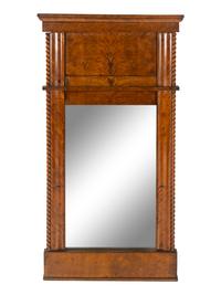 A Biedermeier Figured Veneer Mirror