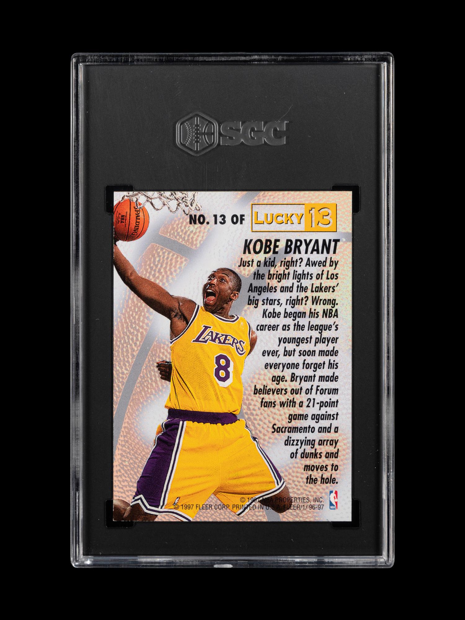 A Group of 1996-97 Fleer Lucky 13 Kobe Bryant Rookie Basketball Card No. 13 (SGC 8.5 NM-MT+)