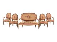 A Louis XVI Style Giltwood Parlor Suite