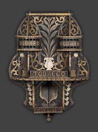 A Folk Art Carved and Painted Figural Tobacco Wall Shelf