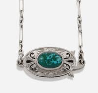 An Art Deco turquoise, diamond, and platinum necklace