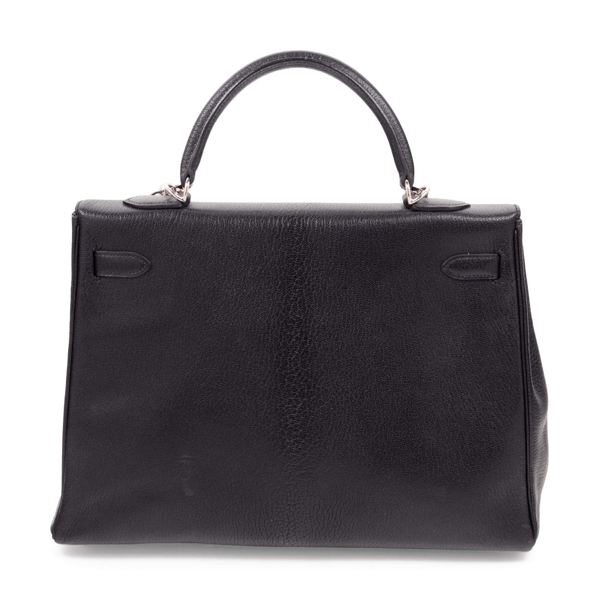 Hermès Black Leather 35cm Kelly Bag, 2001