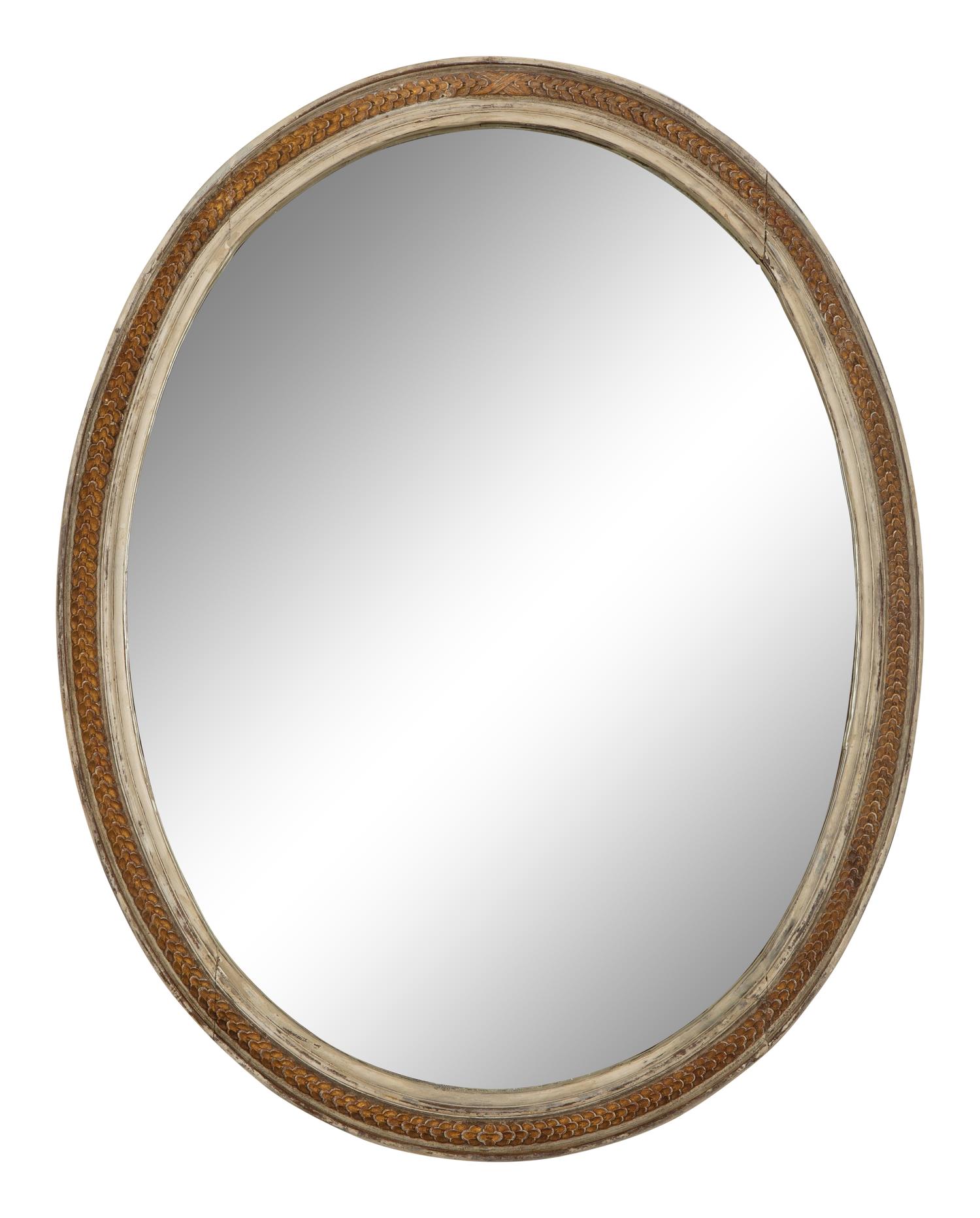 A Gustavian Style Painted and Parcel Gilt Oval Mirror