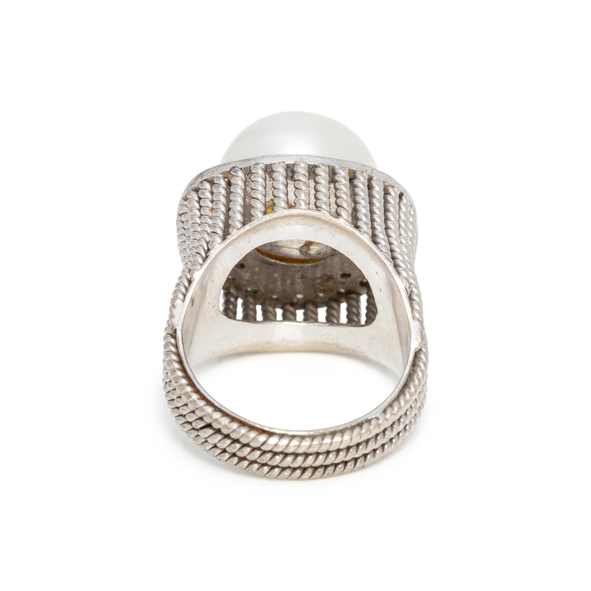 CULTURED PEARL AND DIAMOND RING