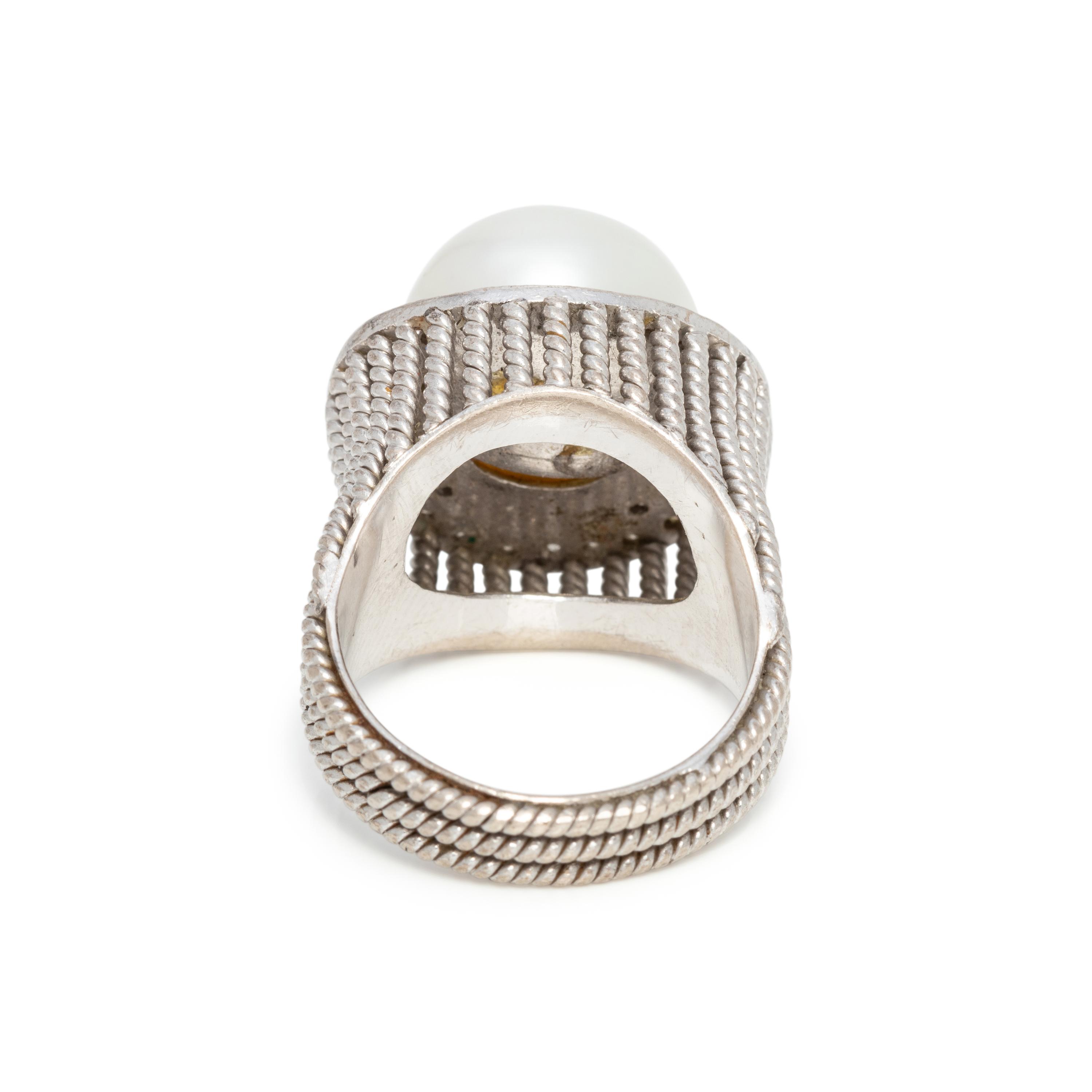 CULTURED PEARL AND DIAMOND RING