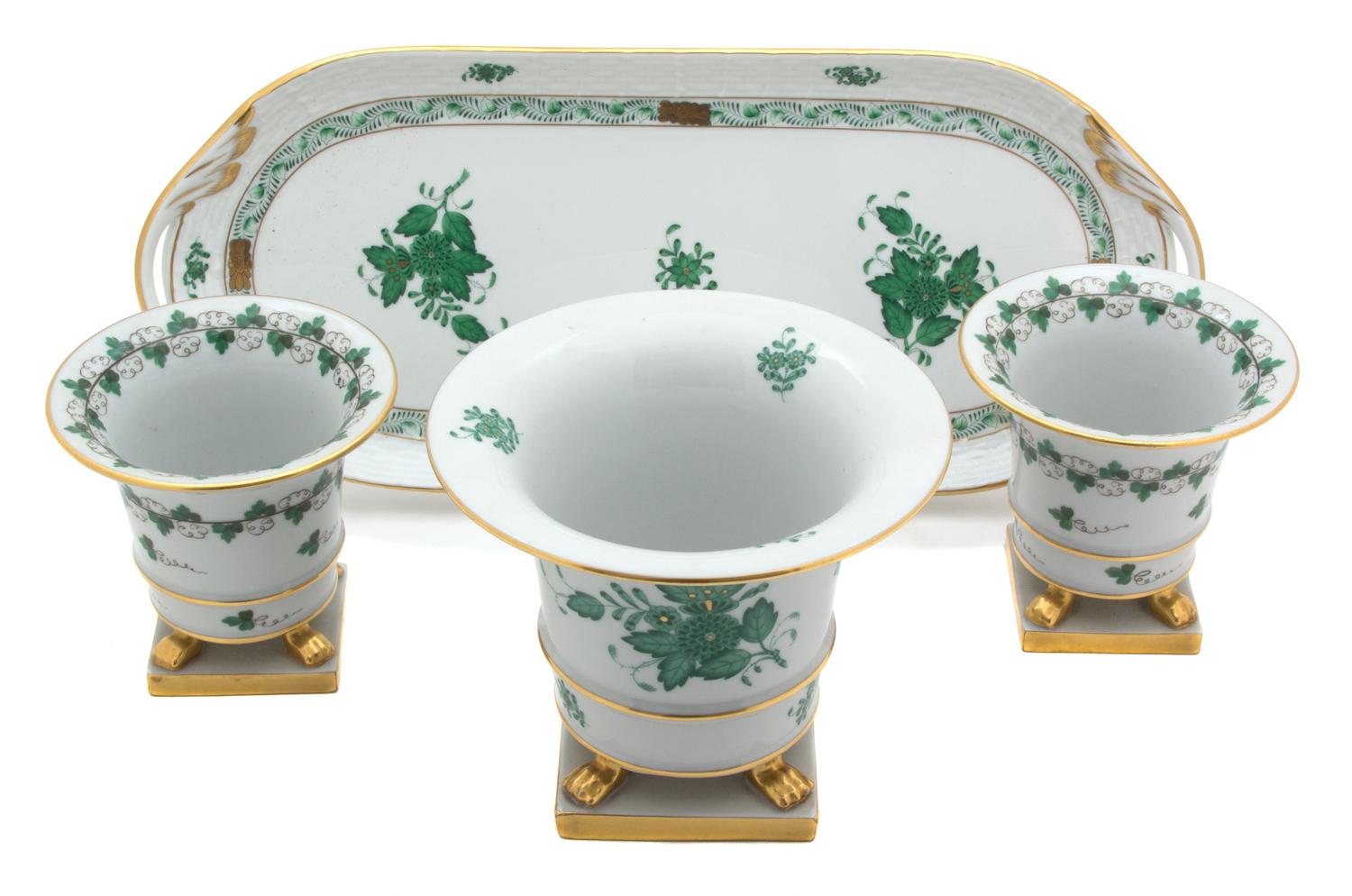 A Group of Herend Porcelain Articles Length 14 1/2 inches.