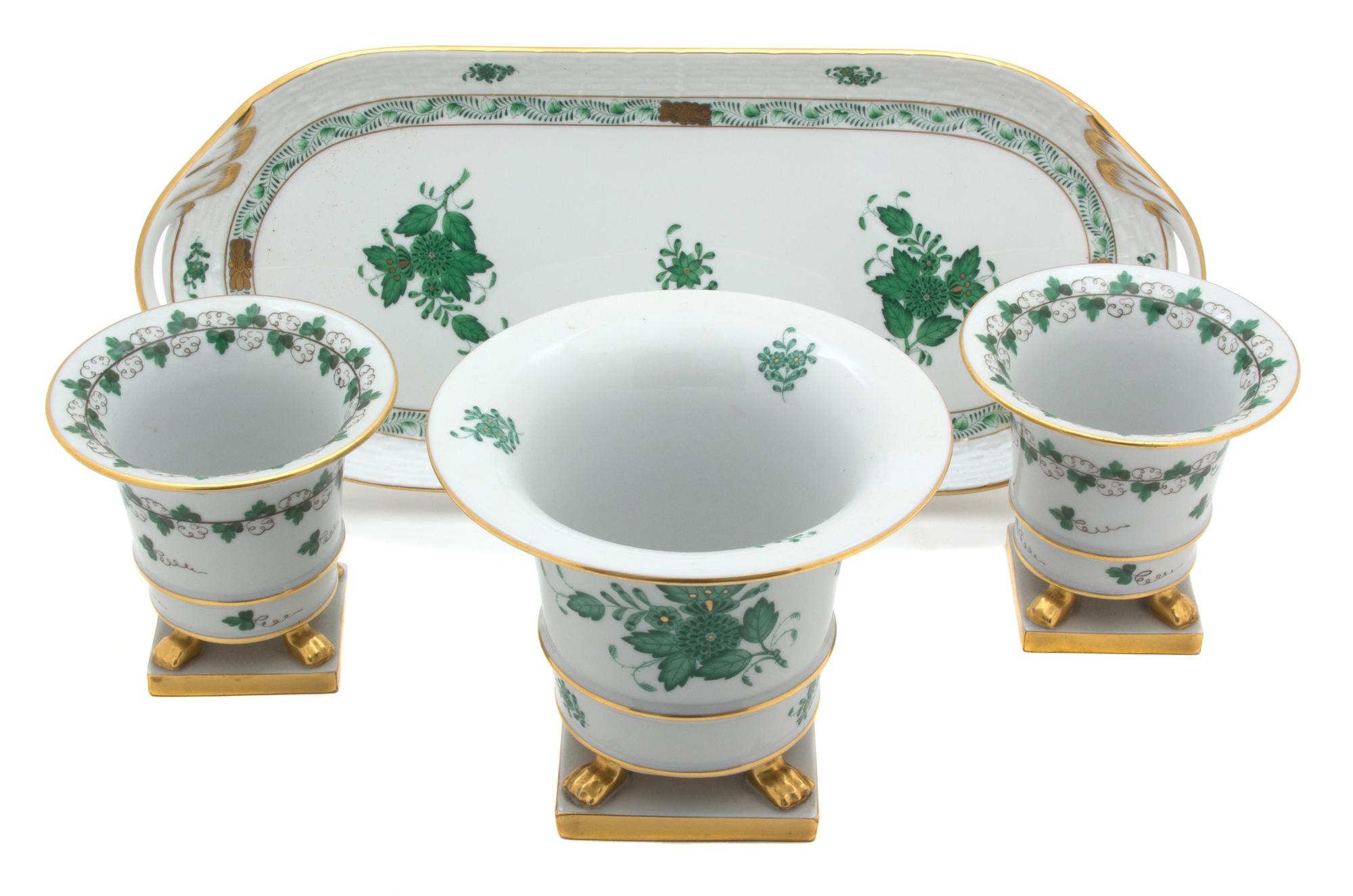A Group of Herend Porcelain Articles Length 14 1/2 inches.