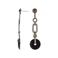 BLACK ONYX, DIAMOND, AND RUBY PENDANT EARRINGS