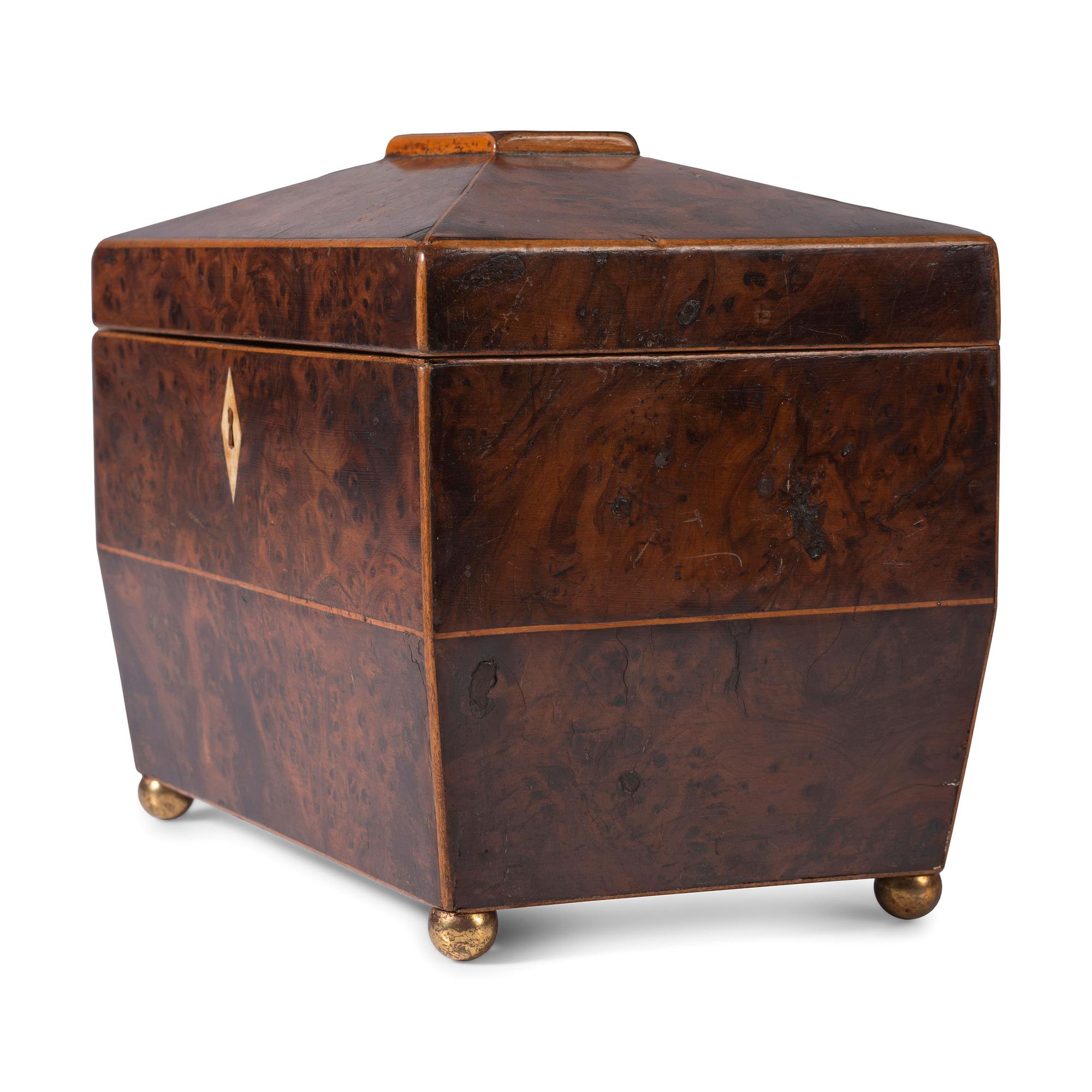 A Regency Burlwood Tea Caddy