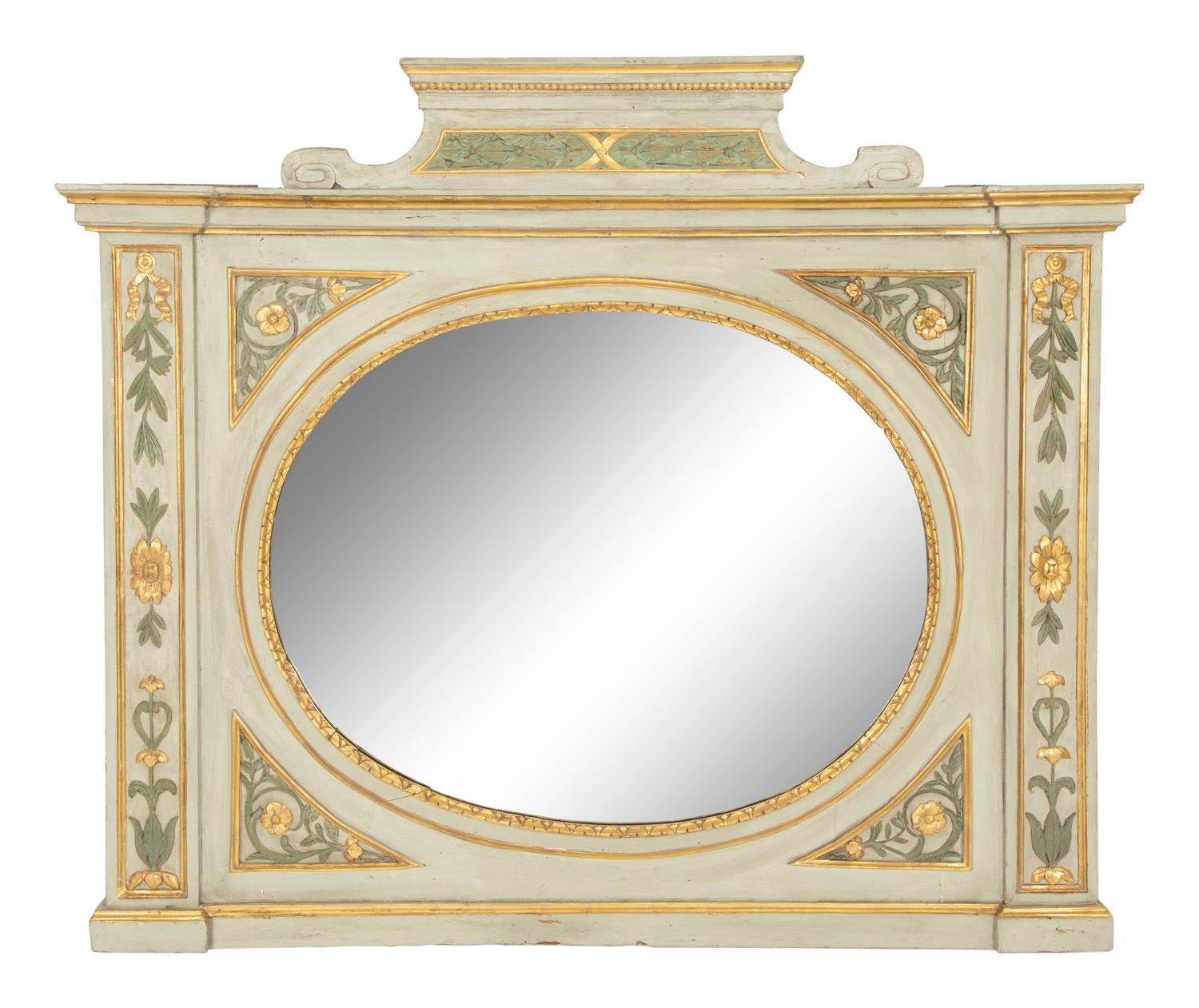 A North Italian Painted and Parcel Gilt Mirror