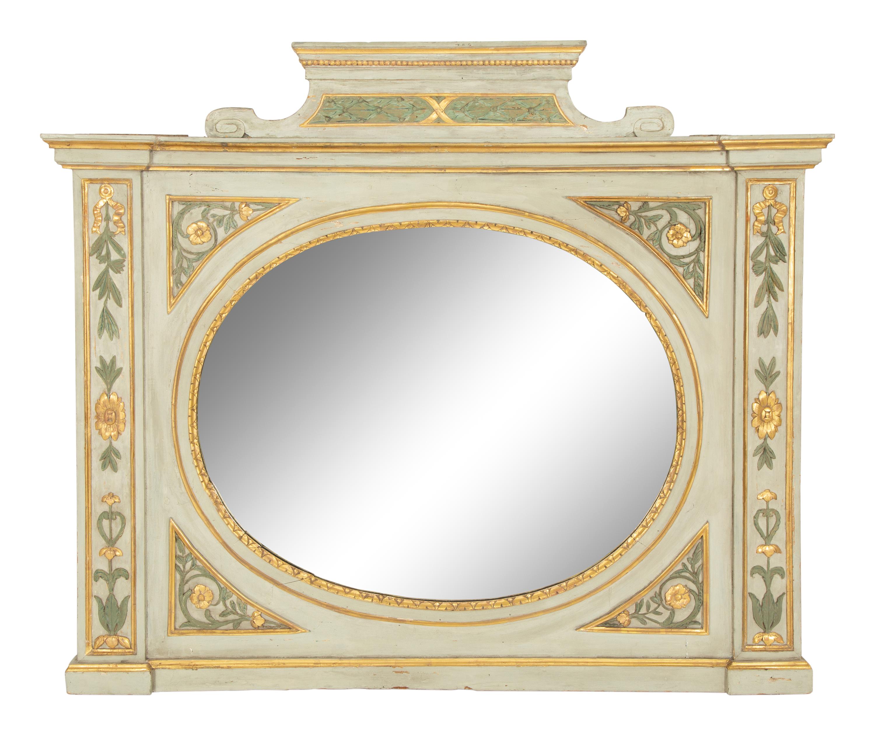 A North Italian Painted and Parcel Gilt Mirror