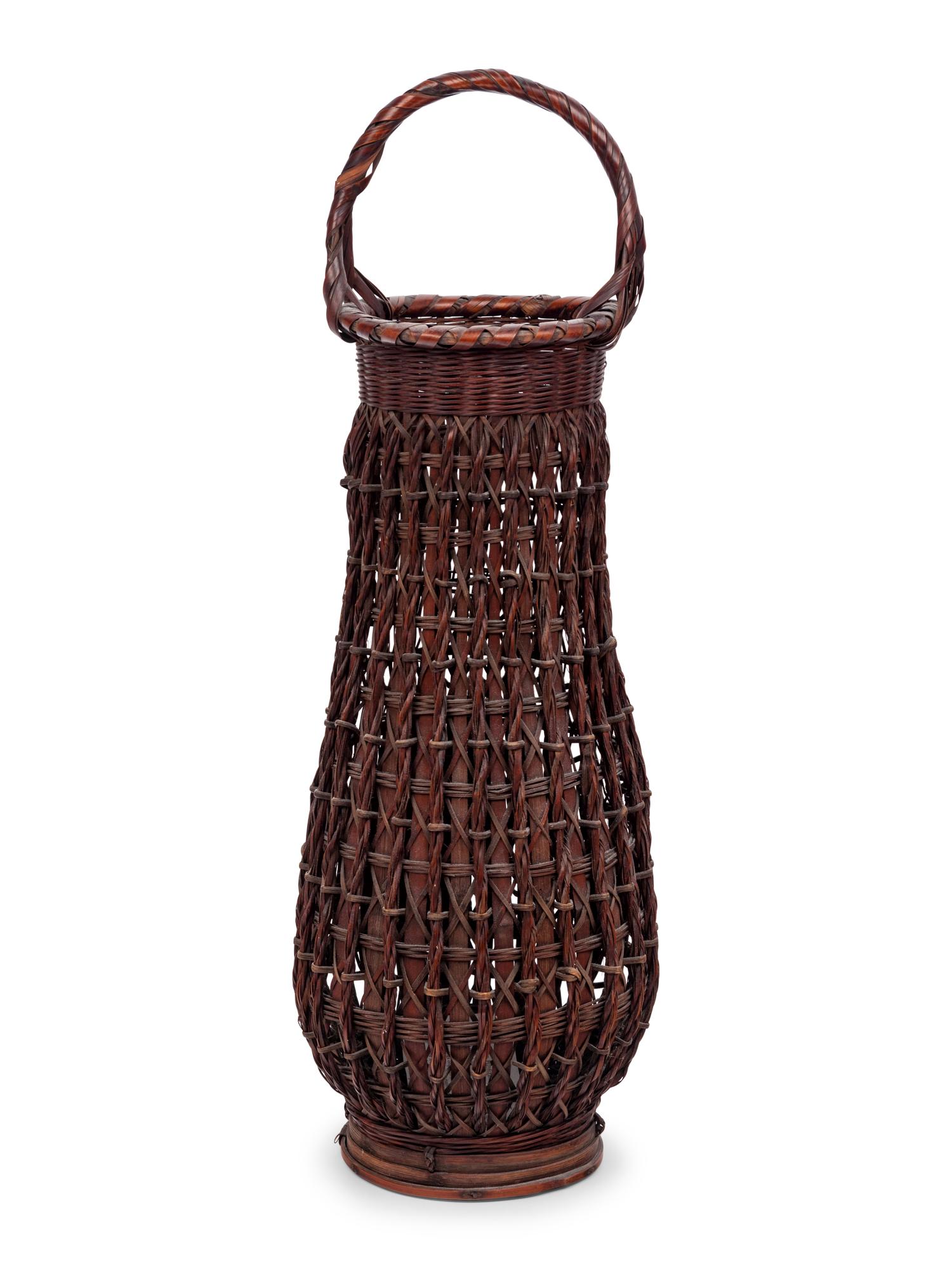 A Large Japanese Ikebana Bamboo Flower Arranging Basket