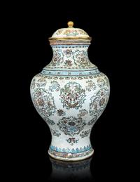 A Painted Enamel on Bronze Covered Jar