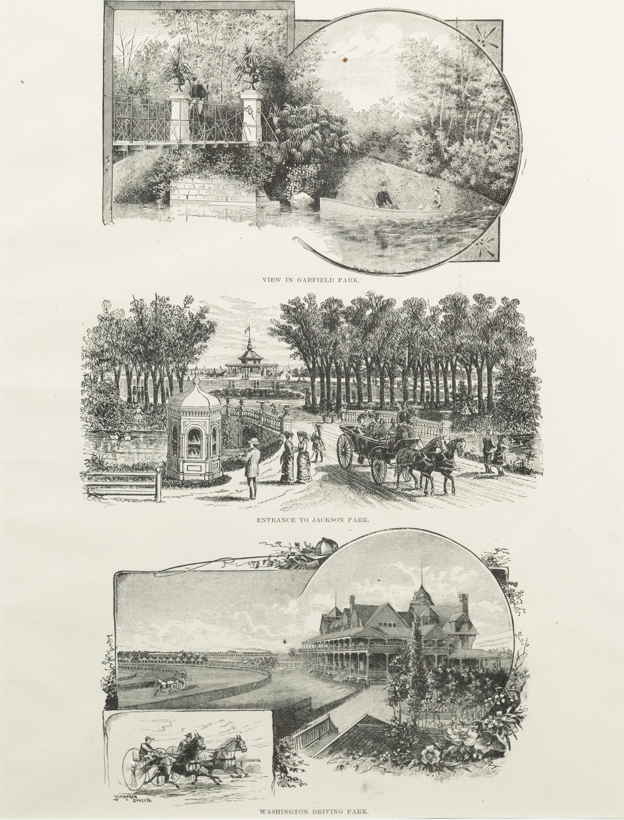 [ART AND ARCHITECTURE]. A group of 15 woodcut scenes of Chicago by R.R. Donnelly & Sons and others.