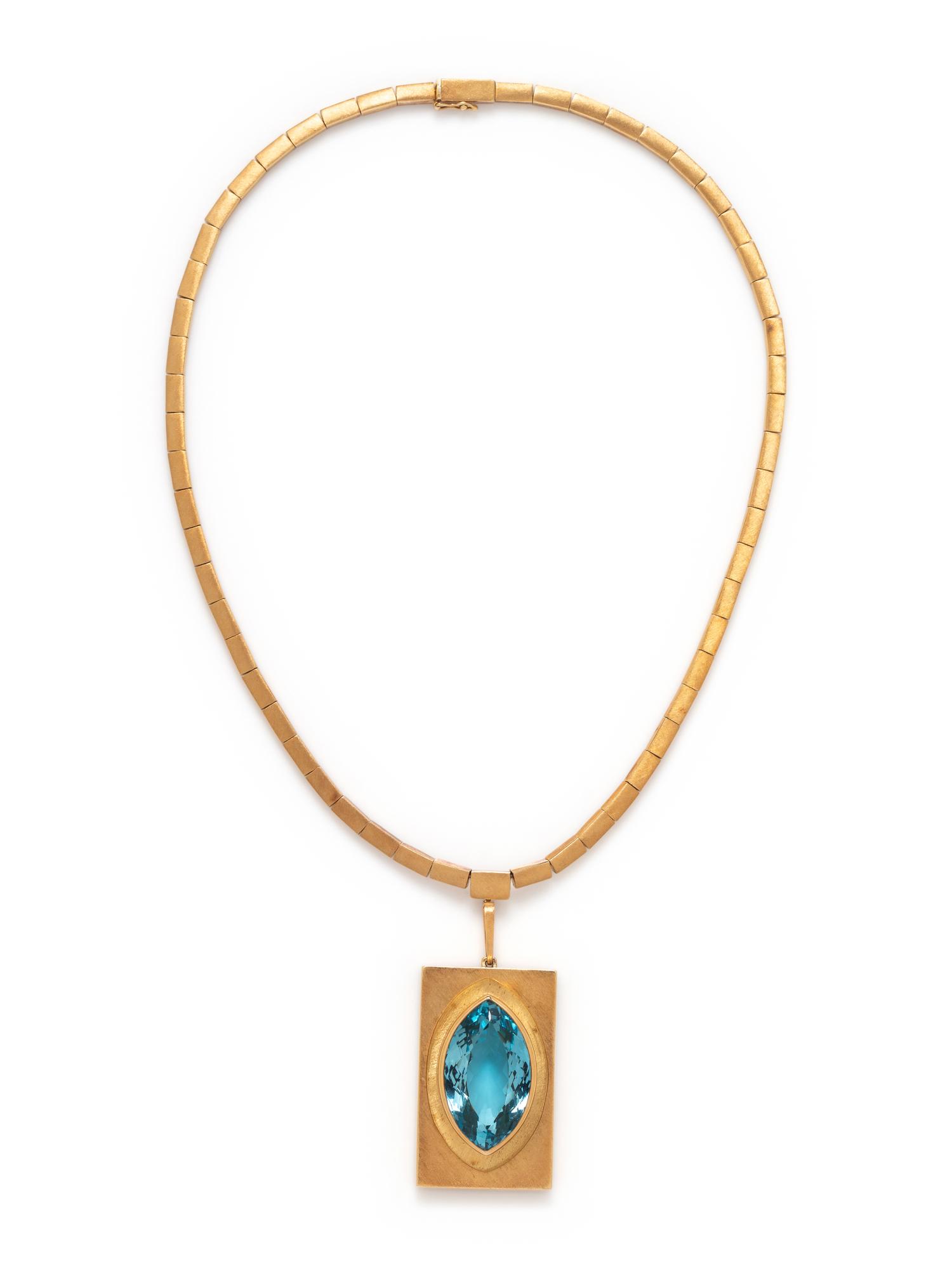 BURLE MARX, YELLOW GOLD AND BLUE TOPAZ NECKLACE