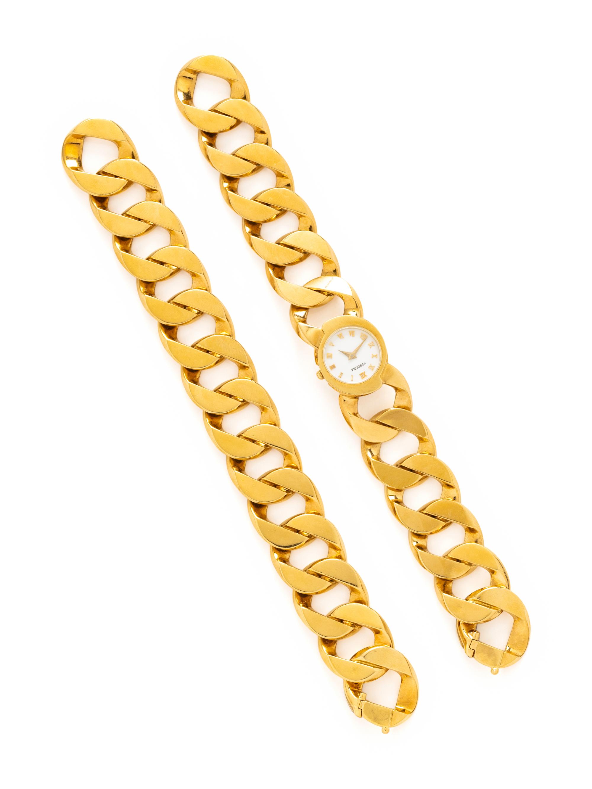 VERDURA, YELLOW GOLD CONVERTIBLE BRACELET WATCH