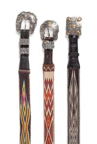 Three Western Style Horse Hair Belts Length of largest 38 inches