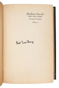 SANDBURG, Carl (1878-1967). Abraham Lincoln: The War Years. Harcourt, Brace & Company: New York, 1939.