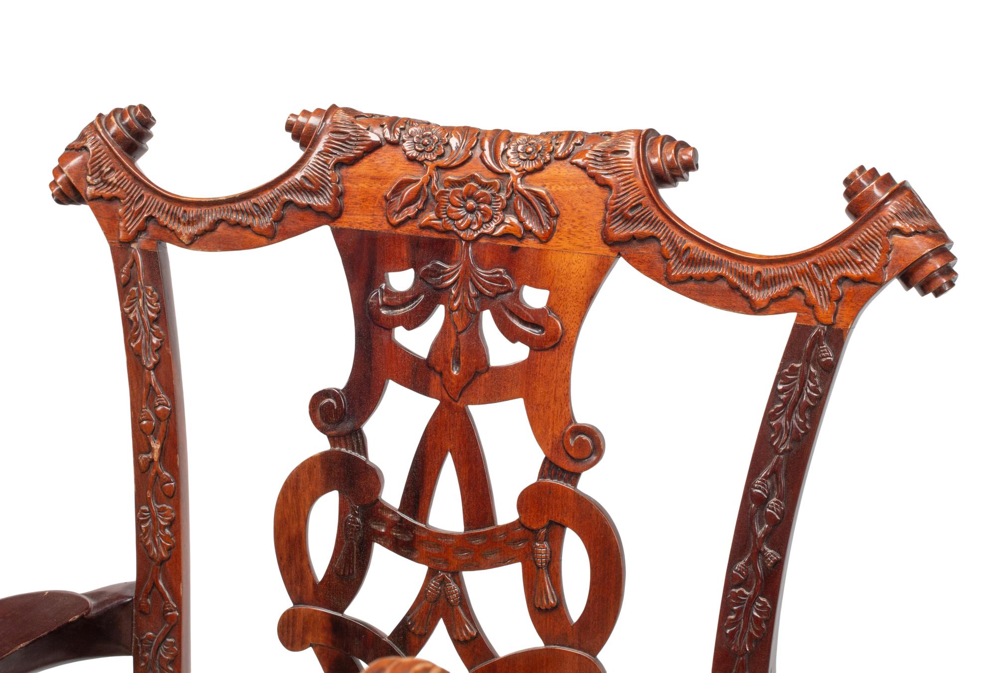 A Set of Eight George III Style Carved Mahogany Dining Chairs