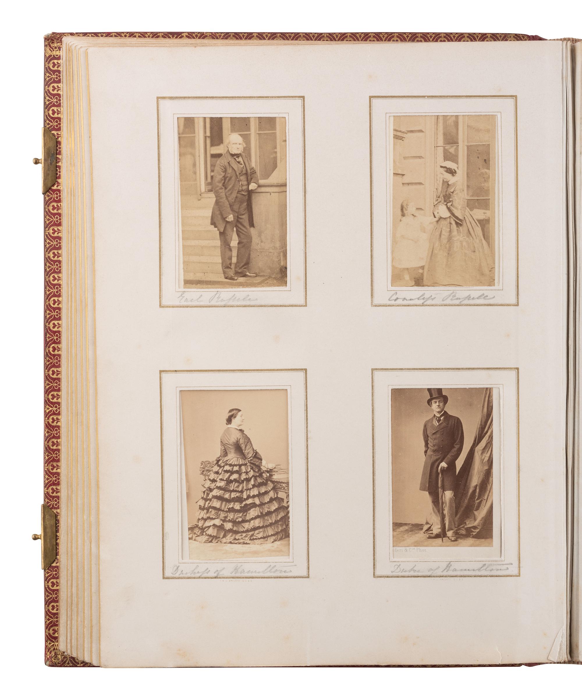[EARLY PHOTO.] Album containing 100+ CDVs of European personalities, incl. royalty, ca 1860s-1870s.