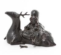 A Chinese Cast Metal Figural Group Width 8 1/2 inches. — 20TH CENTURY