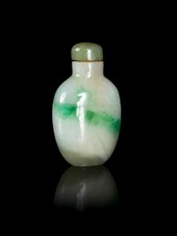 An Apple Green and Celadon Jadeite Snuff Bottle
