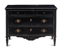 An Italian Gilt Metal Mounted Ebonized Chest of Drawers