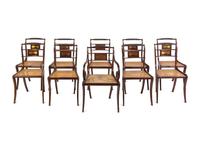 A Set of Regency Style Brass Inlaid Mahogany Dining Chairs