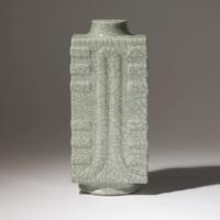 A Rare Chinese Ge Type Cong-Form Wall Vase, Qianlong Mark and of the Period — 清乾隆 哥釉琮式壁瓶