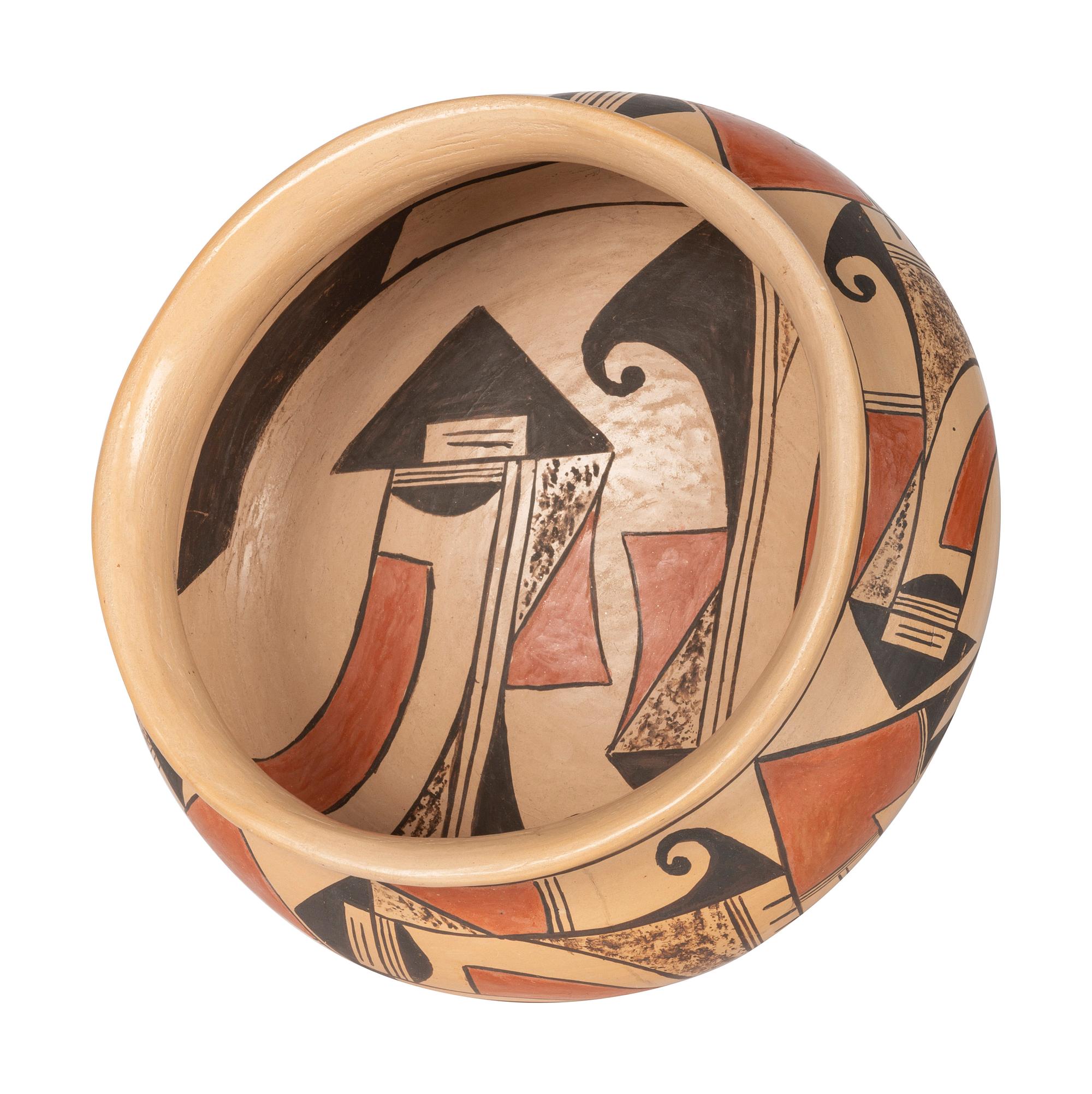 Polychrome Pottery Bowl, with Flared Rim