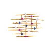 MODERNIST, YELLOW GOLD, DIAMOND AND MULTIGEM SET
