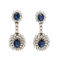 SAPPHIRE, DIAMOND, AND WHITE GOLD EARRINGS