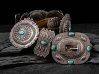 Navajo Silver and Turquoise Concha Belt